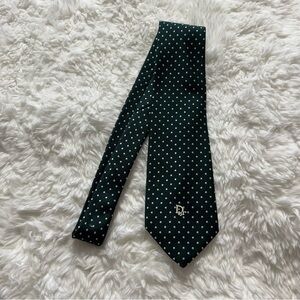 Dior Elegant Green and White Polkadots Neck Tie